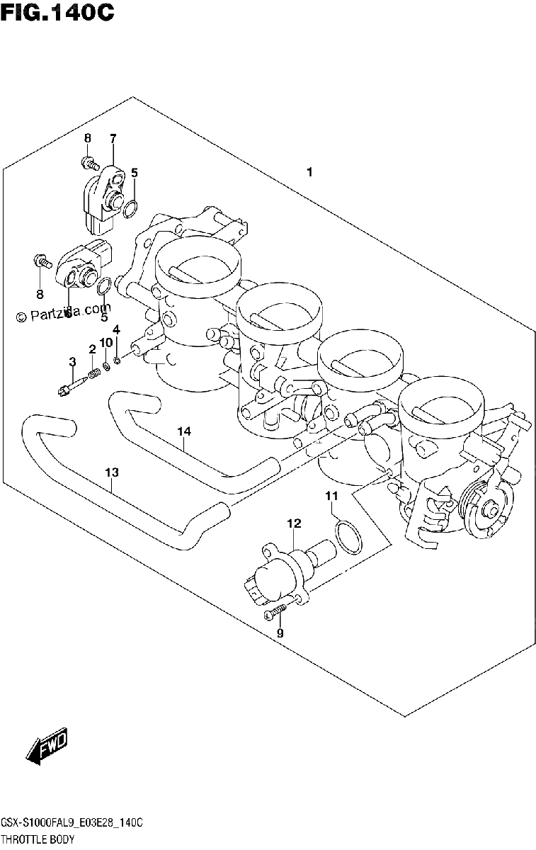 Diagrama de 140C THROTTLE BODY GSX S1000FAL9 E33
