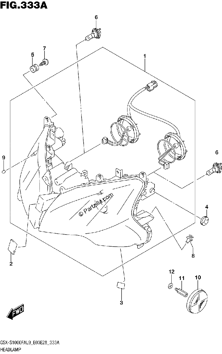Diagrama de 333A HEADLAMP