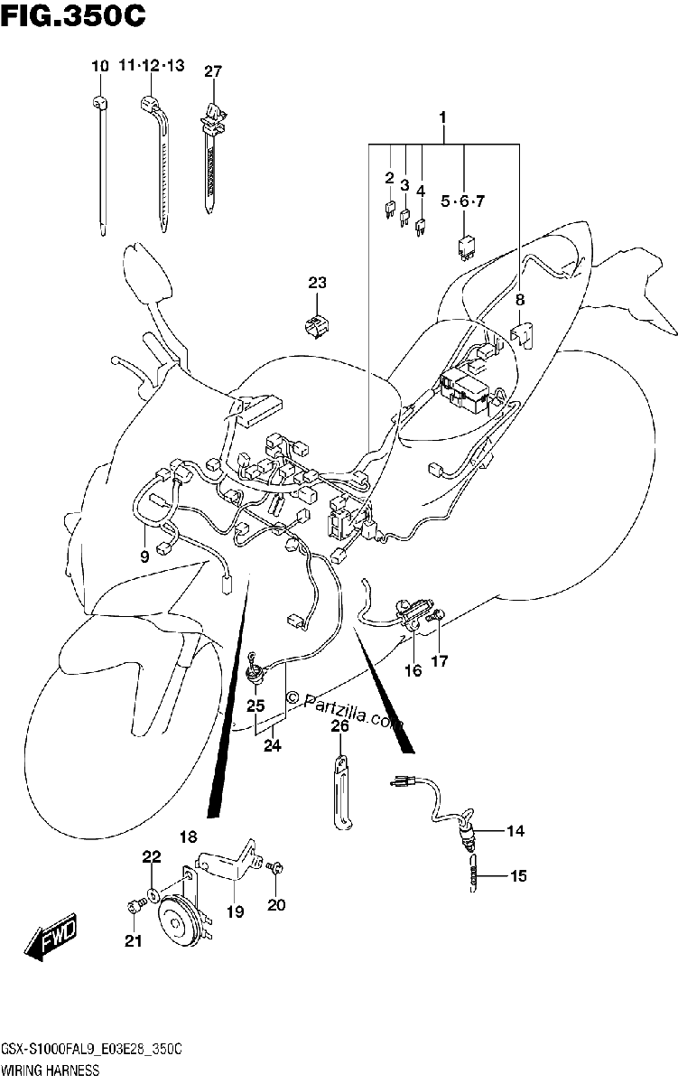 Diagrama de 350C WIRING HARNESS GSX S1000FAL9 E33