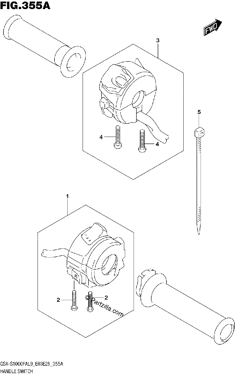 Diagrama de 355A HANDLE SWITCH GSX S1000FAL9 E03