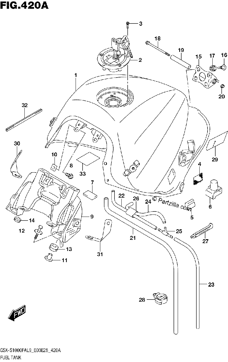 Diagrama de 420A FUEL TANK GSX S1000FAL9 E03