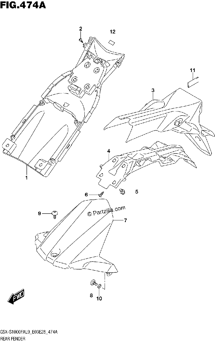 Diagrama de 474A REAR FENDER