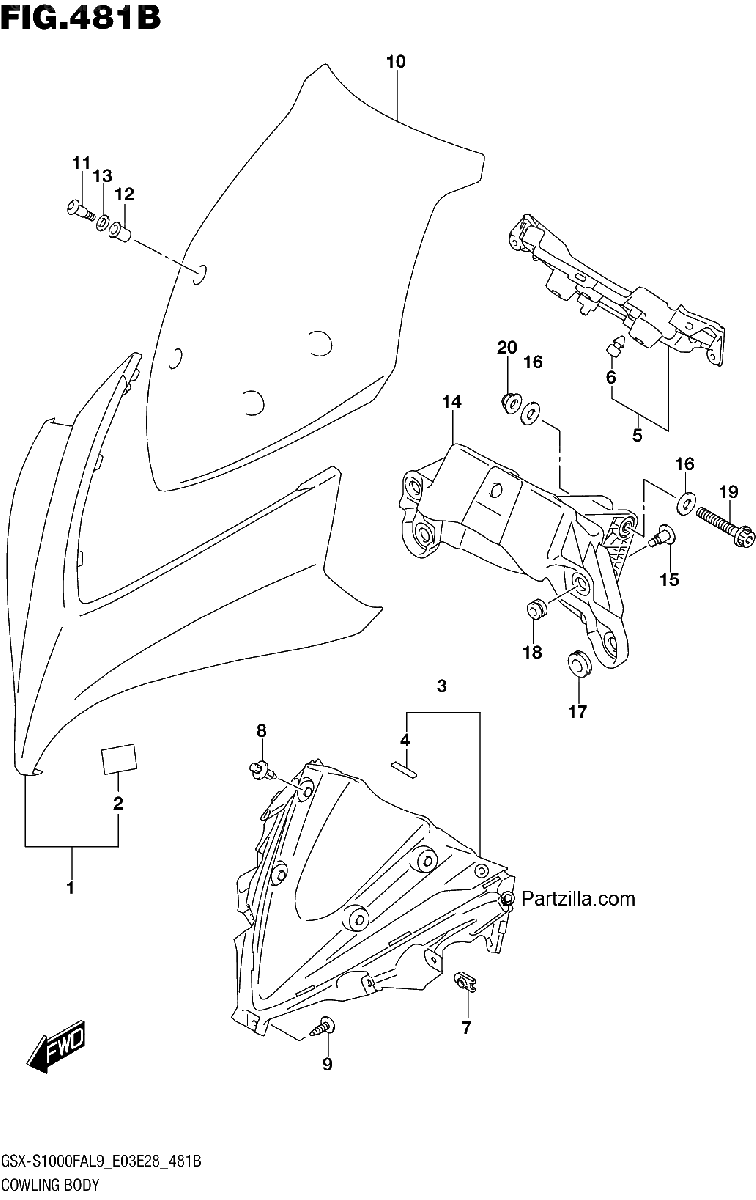 Diagrama de 481B COWLING BODY GSX S1000FAL9 E28