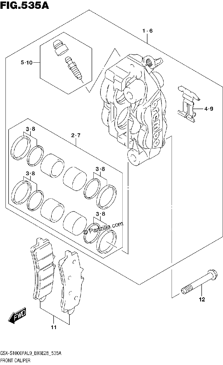 Diagrama de 535A FRONT CALIPER