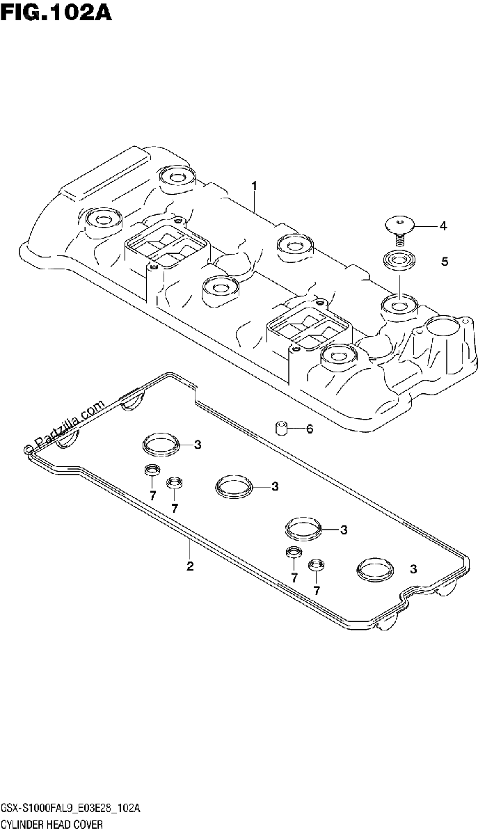 Diagrama de 102A CYLINDER HEAD COVER