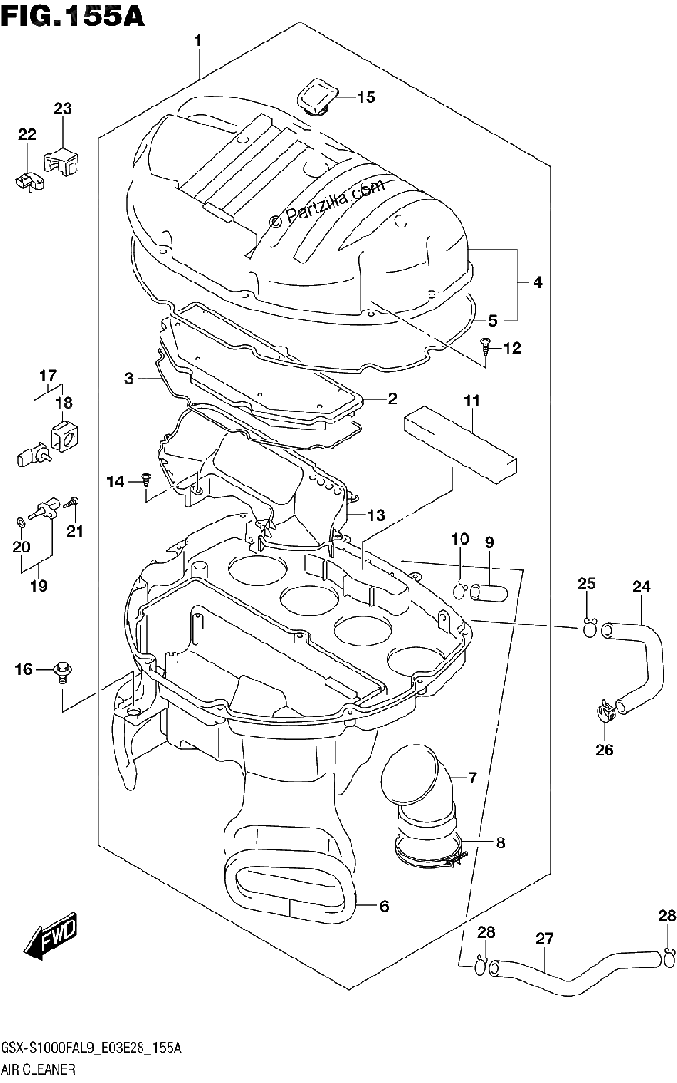 Diagrama de 155A AIR CLEANER