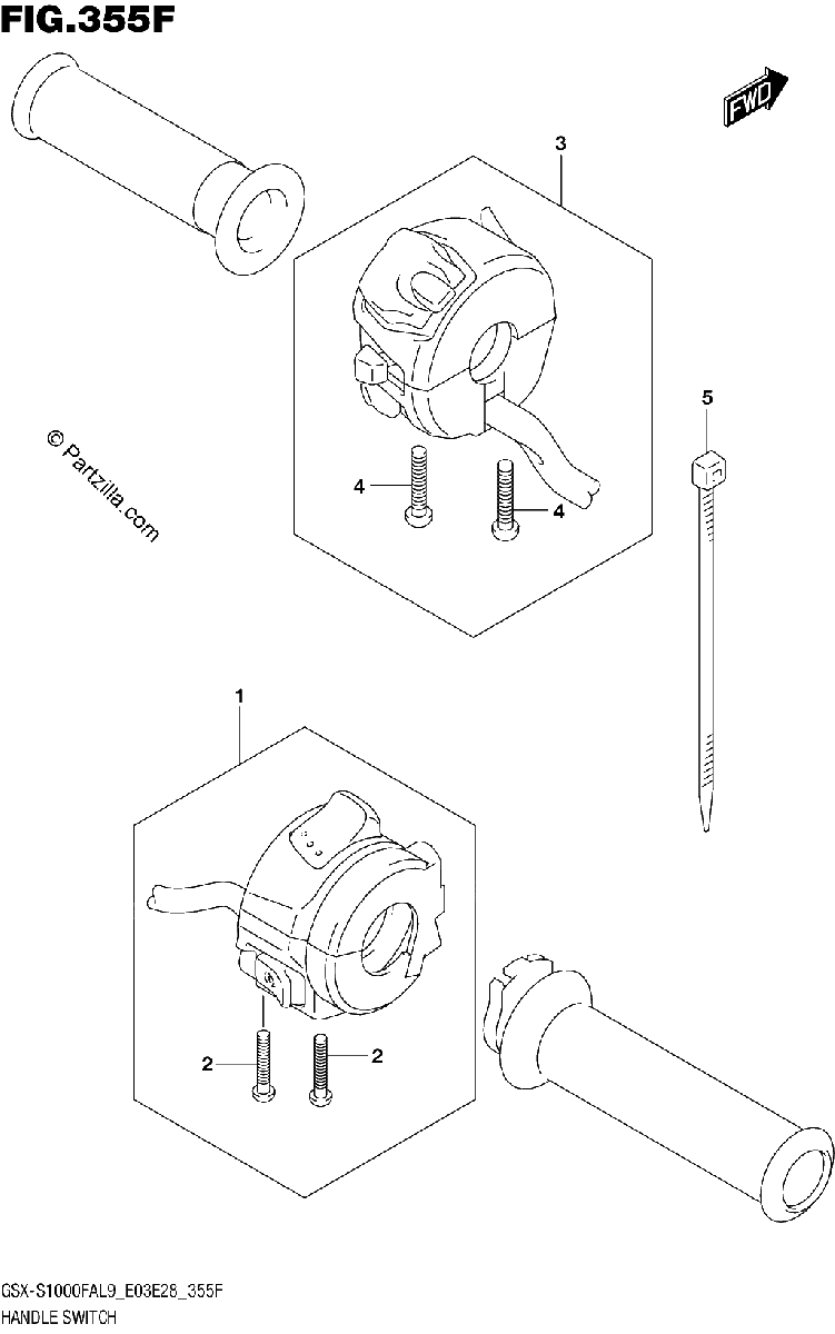 Diagrama de 355F HANDLE SWITCH GSX S1000FYAL9 E33