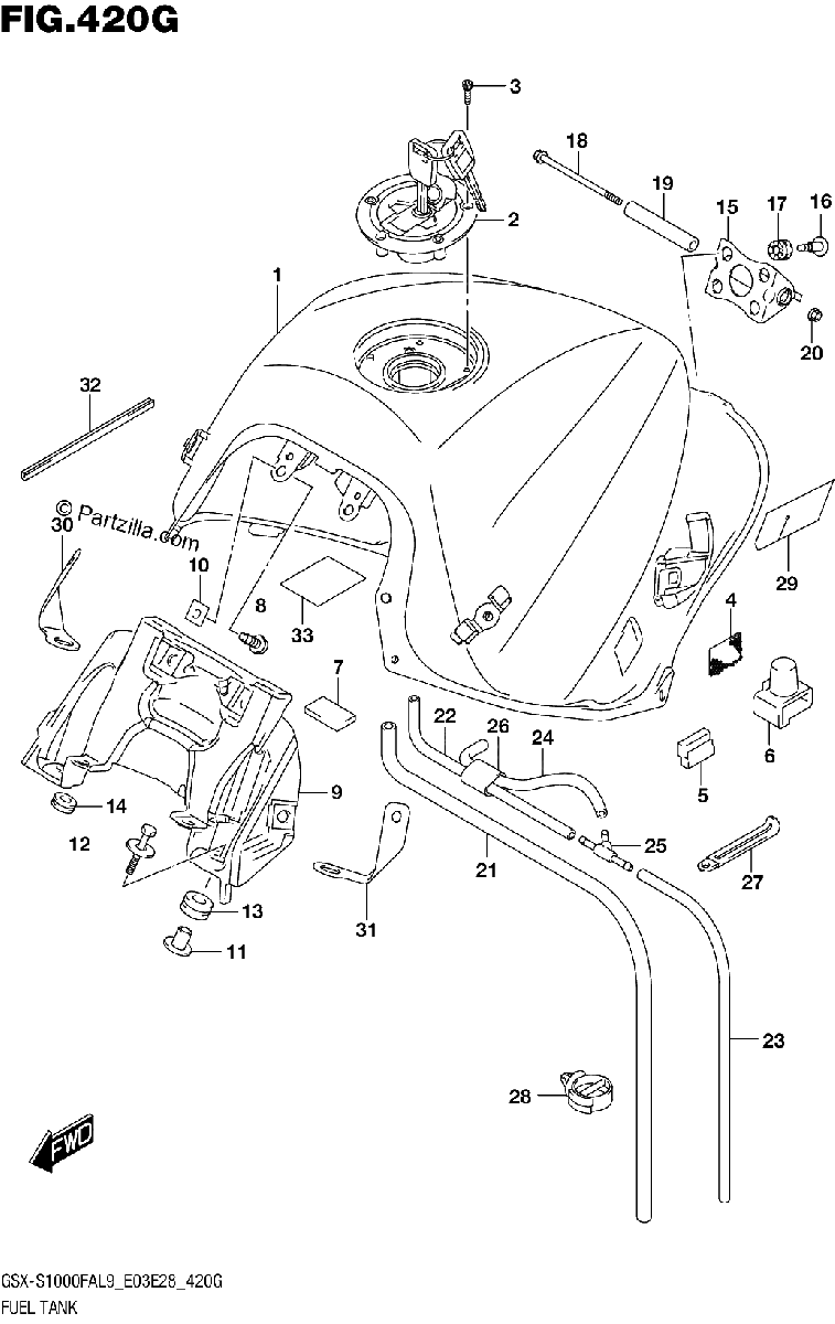 Diagrama de 420G FUEL TANK GSX S1000FYAL9 E03