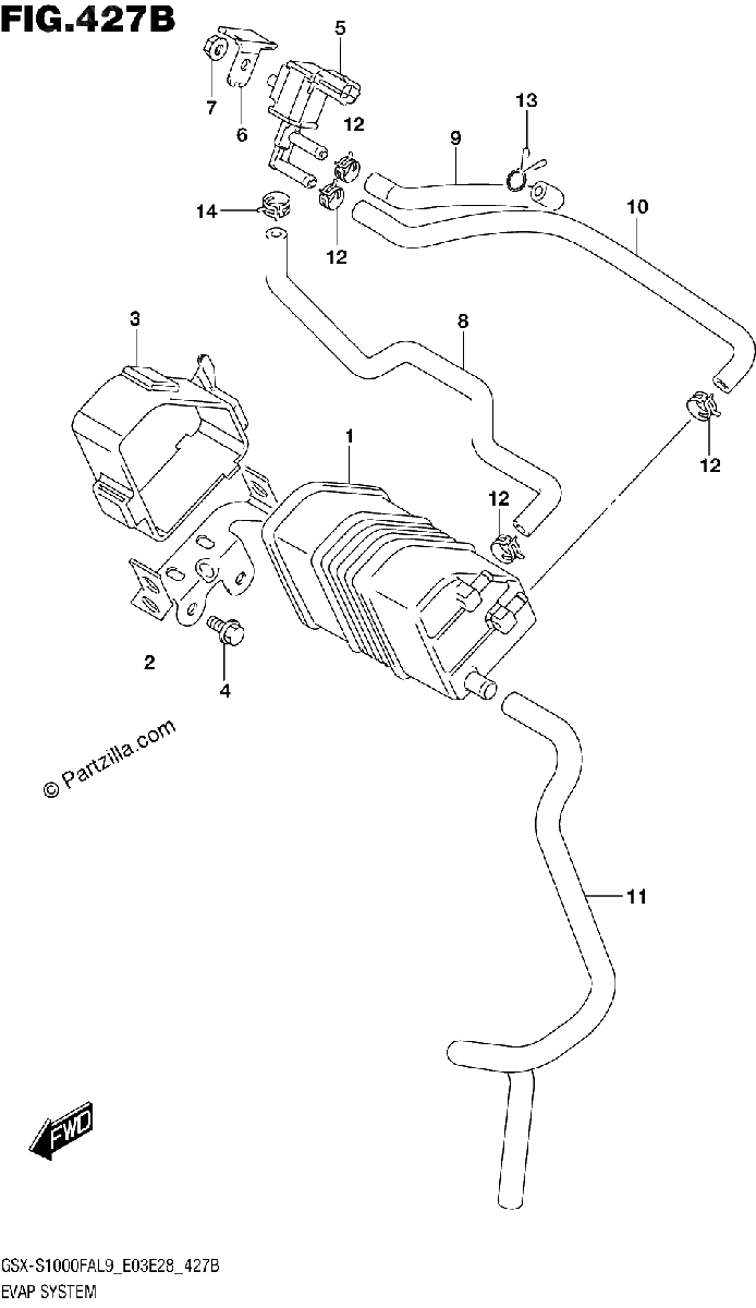 Diagrama de 427B EVAP SYSTEM GSX S1000FYAL9 E33