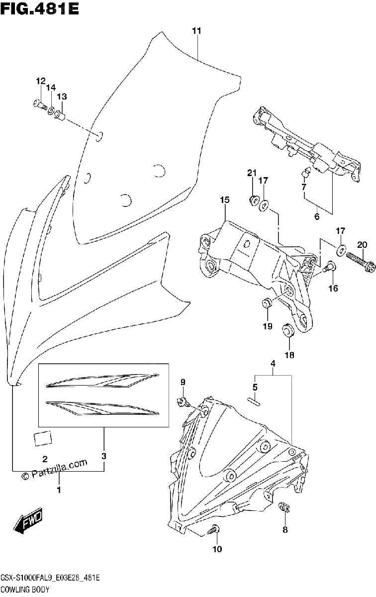 Diagrama de 481E COWLING BODY GSX S1000FYAL9 E28