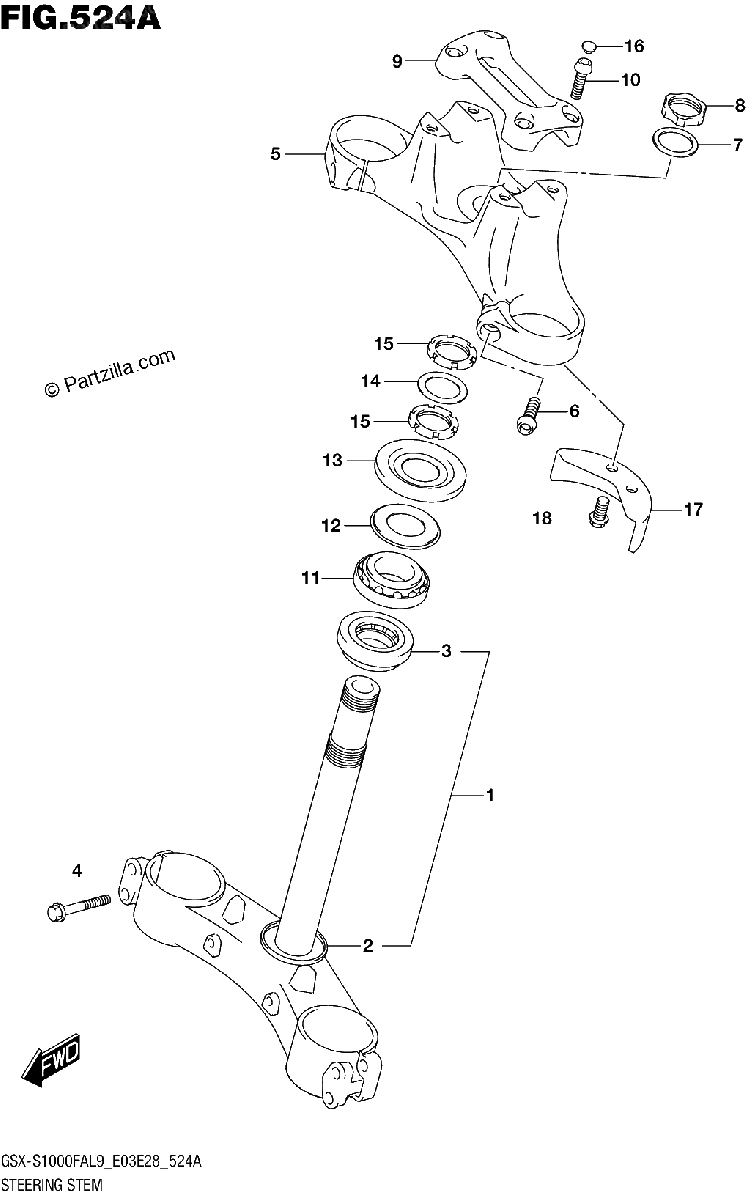 Diagrama de 524A STEERING STEM