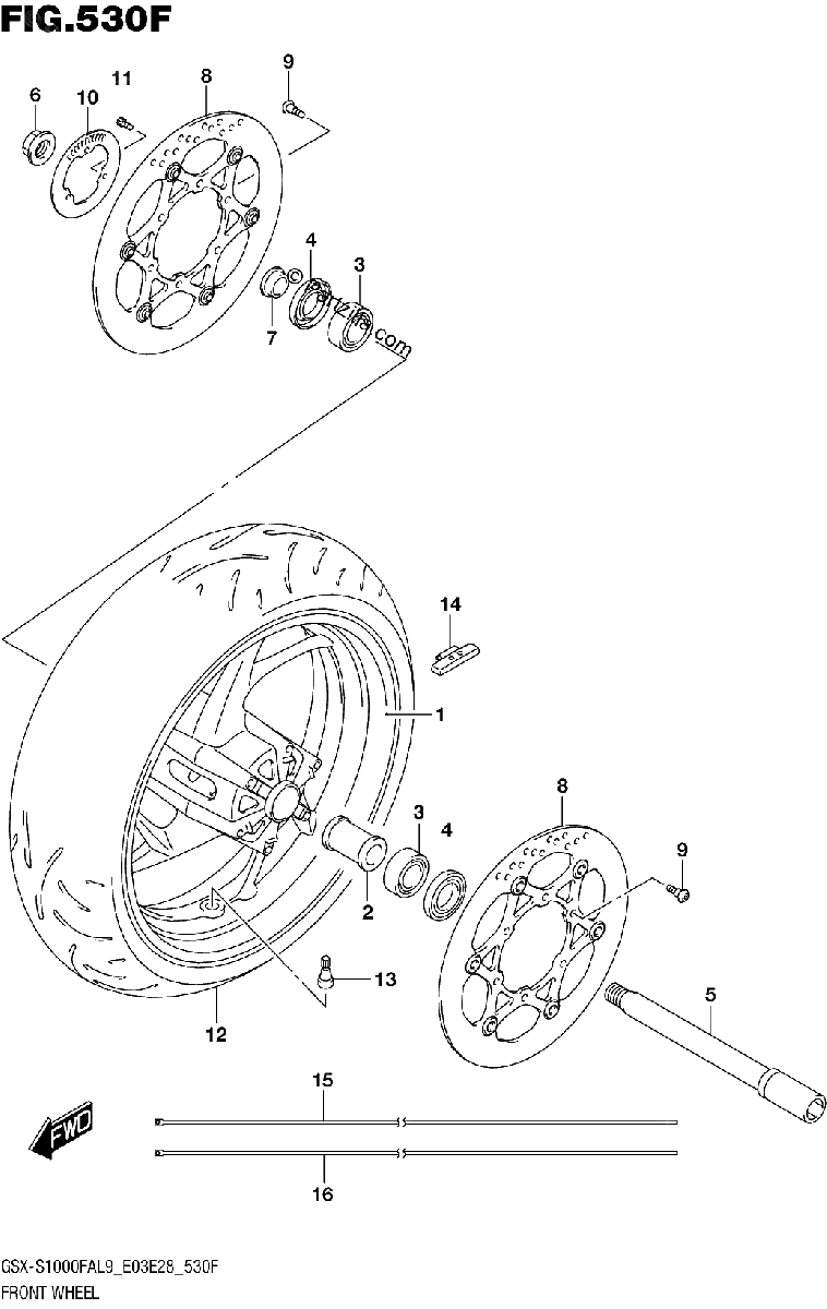 Diagrama de 530F FRONT WHEEL GSX S1000FYAL9 E33