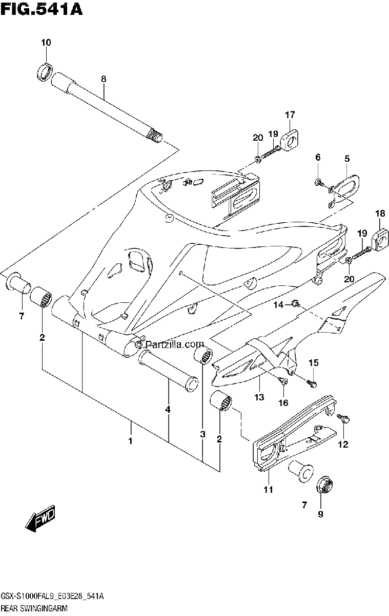 Diagrama de 541A REAR SWINGINGARM