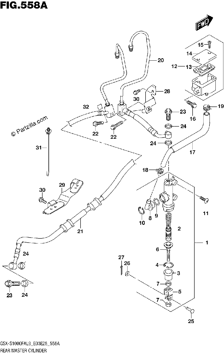 Diagrama de 558A REAR MASTER CYLINDER
