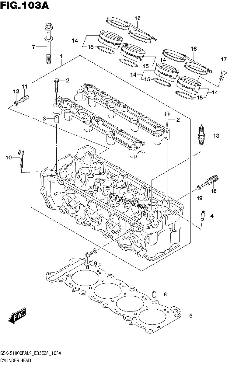 Diagrama de 103A CYLINDER HEAD