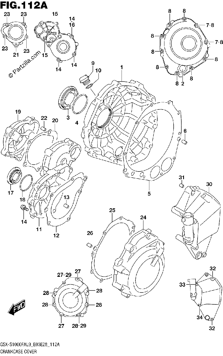 Diagrama de 112A CRANKCASE COVER