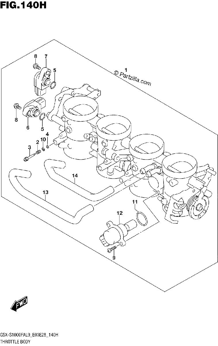 Diagrama de 140H THROTTLE BODY GSX S1000FZAL9 E28