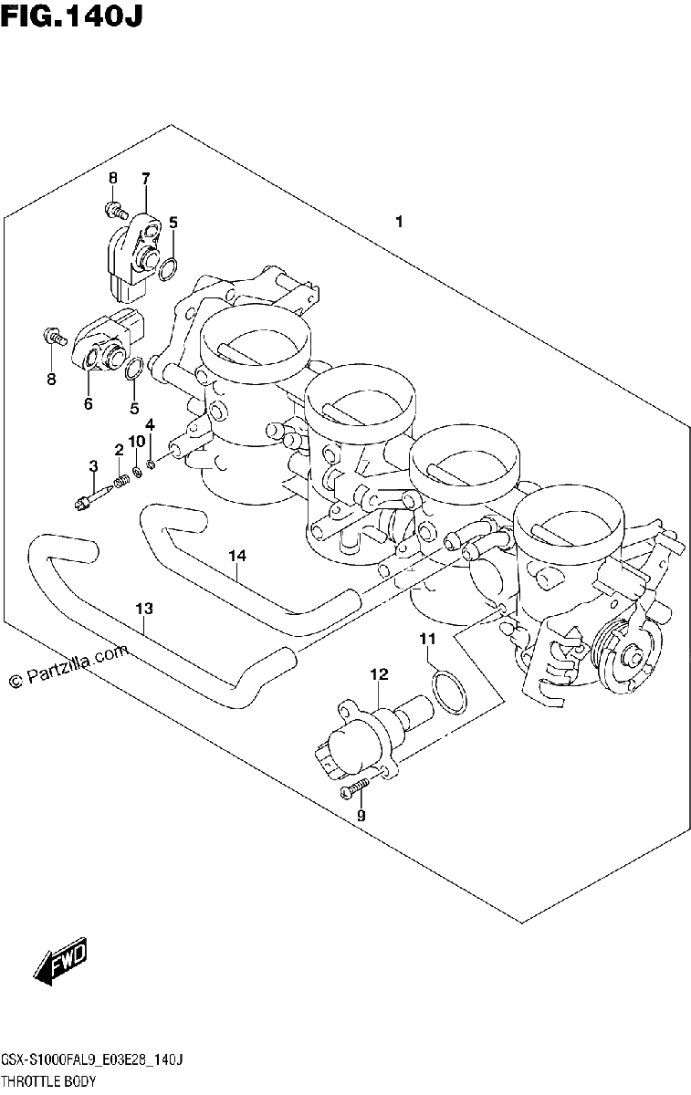 Diagrama de 140J THROTTLE BODY GSX S1000FZAL9 E33