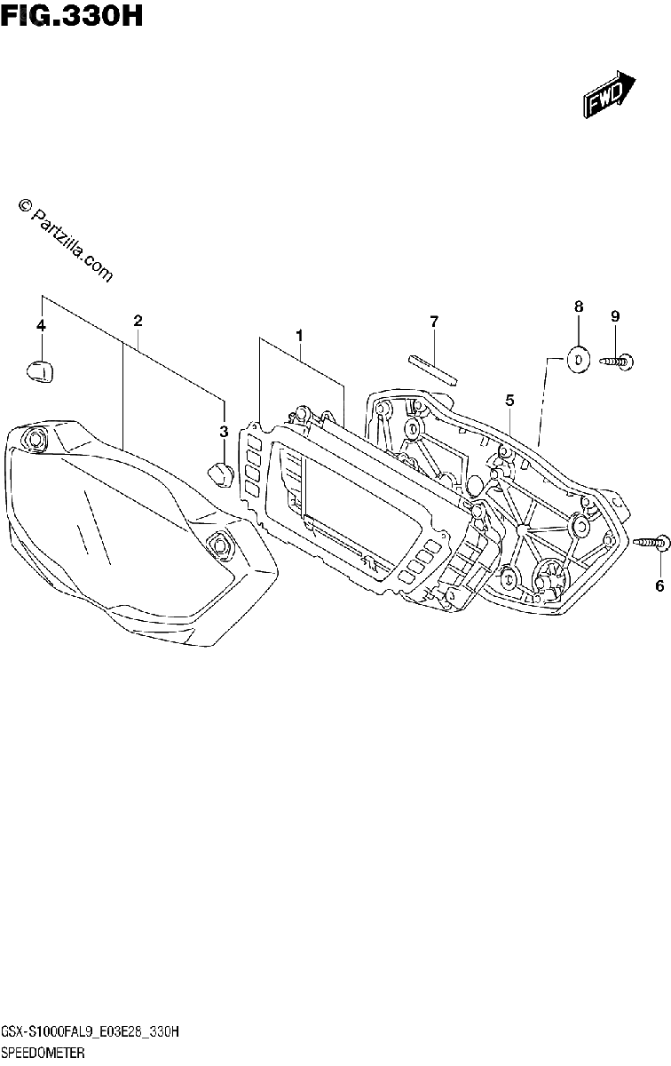 Diagrama de 330H SPEEDOMETER GSX S1000FZAL9 E28
