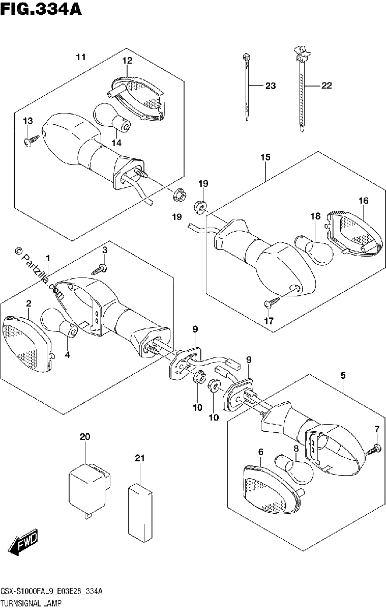 Diagrama de 334A TURNSIGNAL LAMP