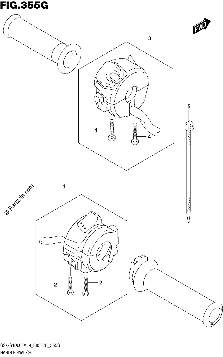 Diagrama de 355G HANDLE SWITCH GSX S1000FZAL9 E03