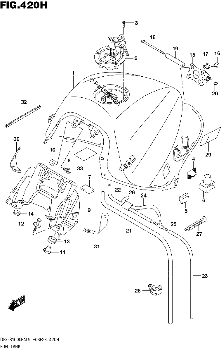 Diagrama de 420H FUEL TANK GSX S1000FZAL9 E28