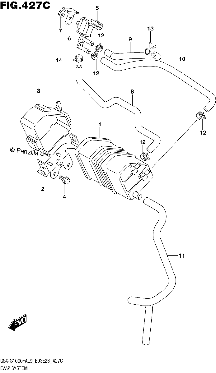 Diagrama de 427C EVAP SYSTEM GSX S1000FZAL9 E33