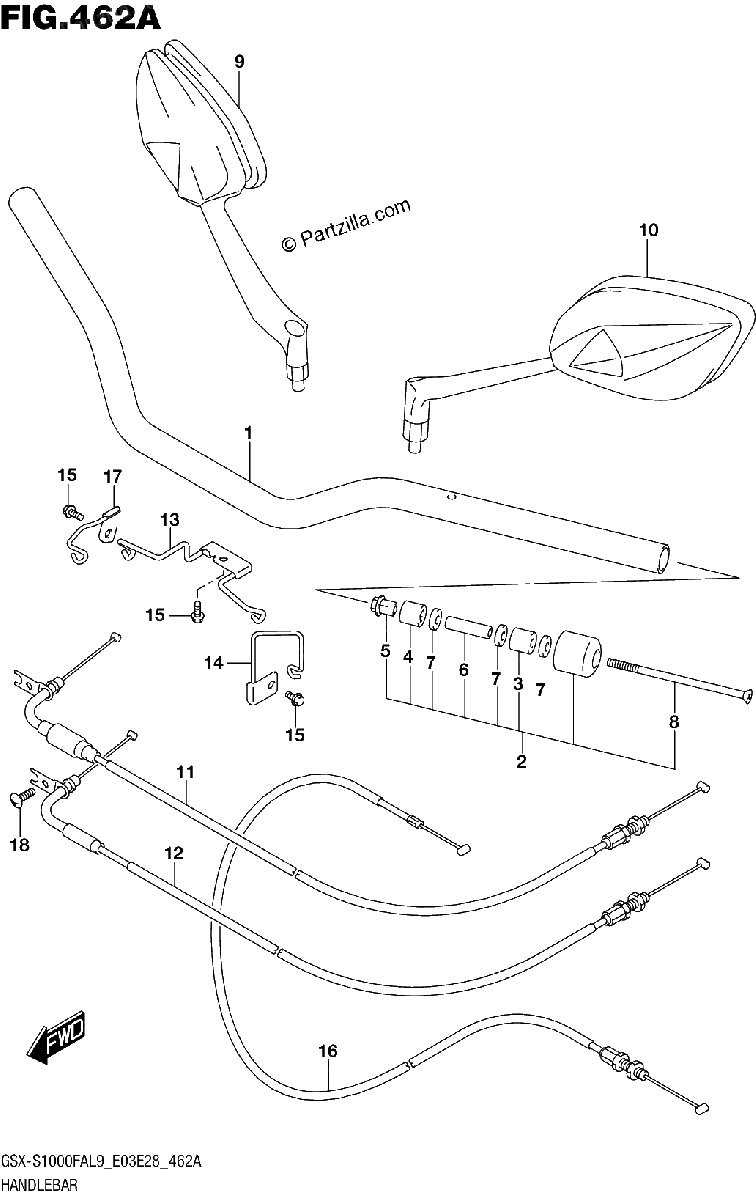 Diagrama de 462A HANDLEBAR