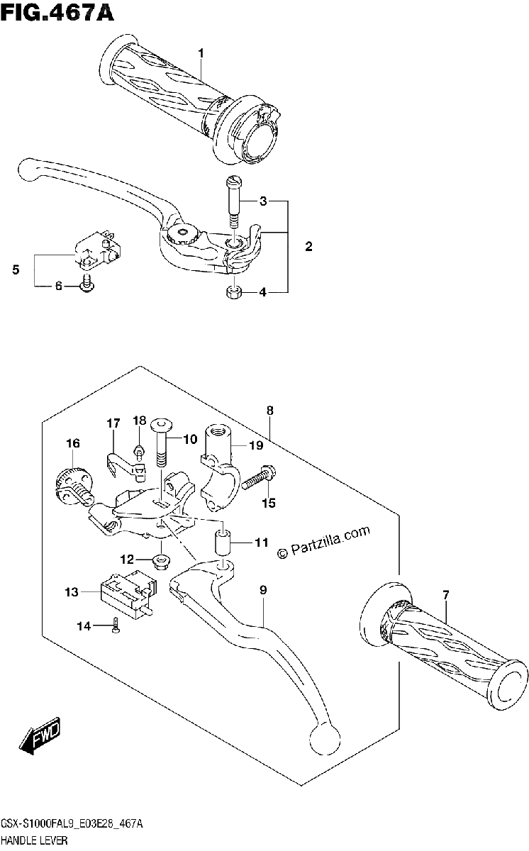 Diagrama de 467A HANDLE LEVER