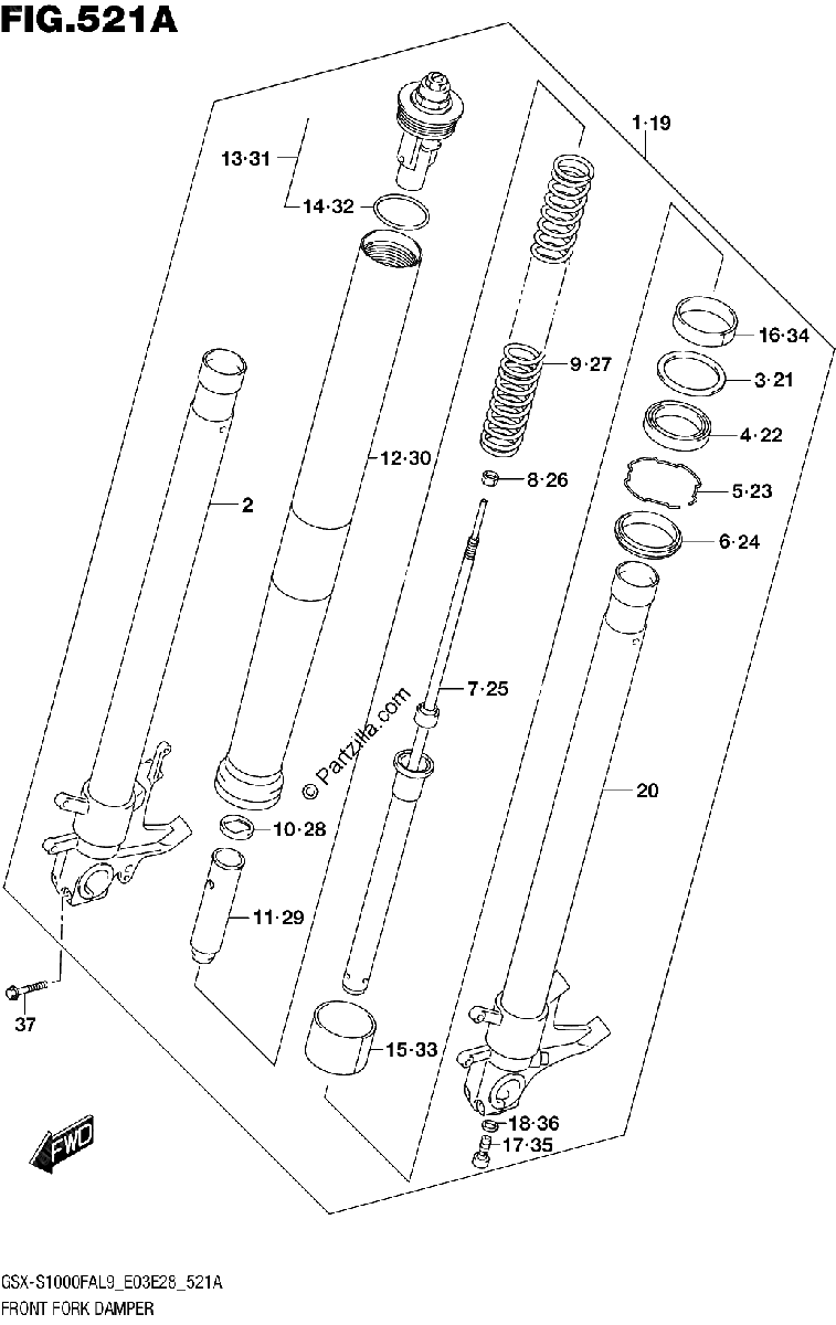Diagrama de 521A FRONT FORK DAMPER