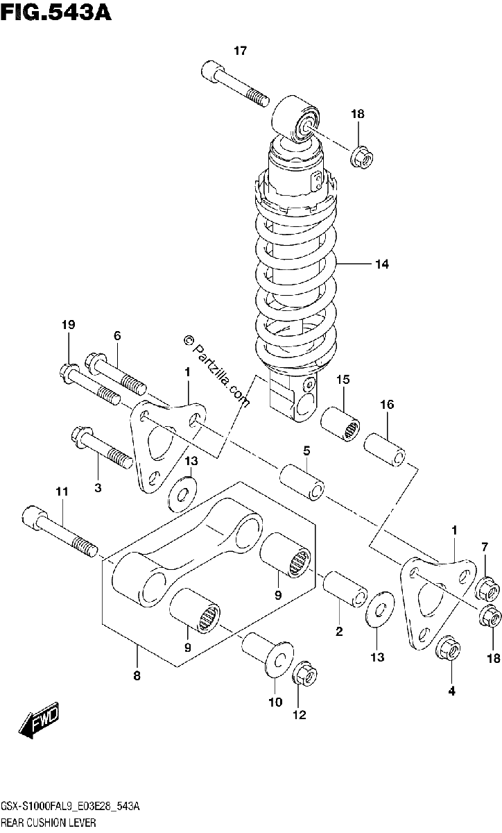 Diagrama de 543A REAR CUSHION LEVER