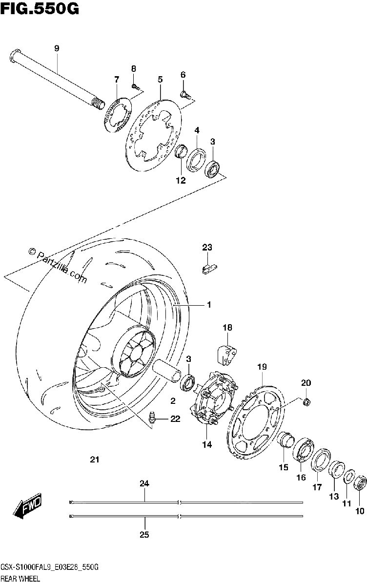 Diagrama de 550G REAR WHEEL GSX S1000FZAL9 E03