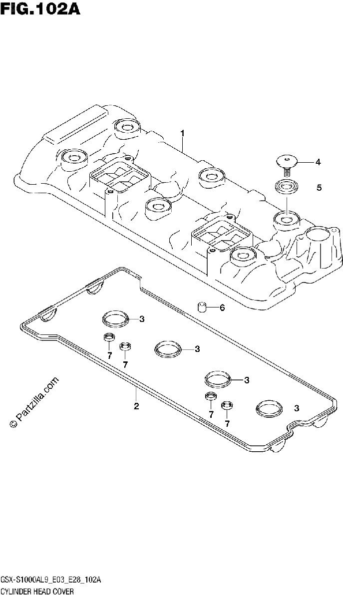 Diagrama de 102A CYLINDER HEAD COVER