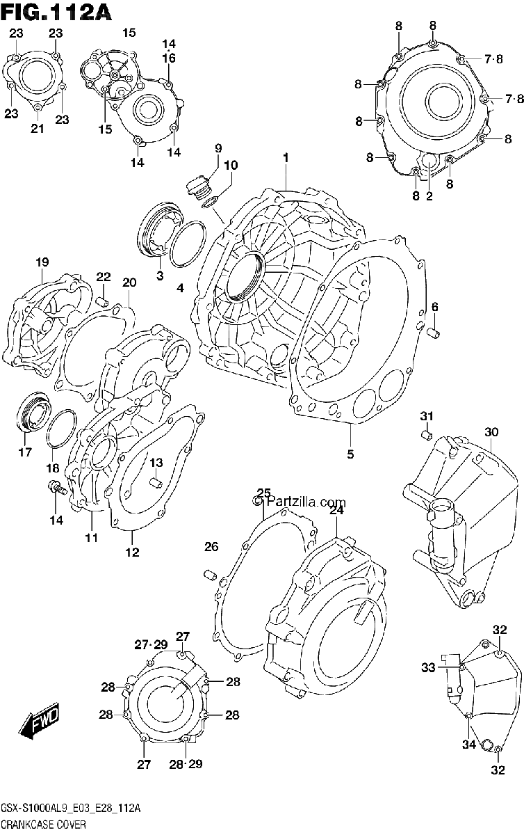 Diagrama de 112A CRANKCASE COVER