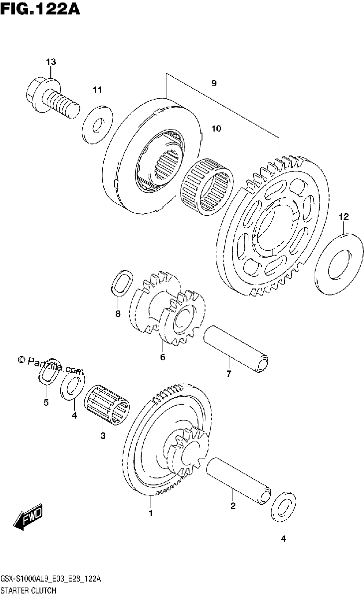 Diagrama de 122A STARTER CLUTCH