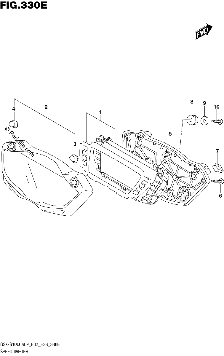 Diagrama de 330E SPEEDOMETER GSX S1000YAL9 E28