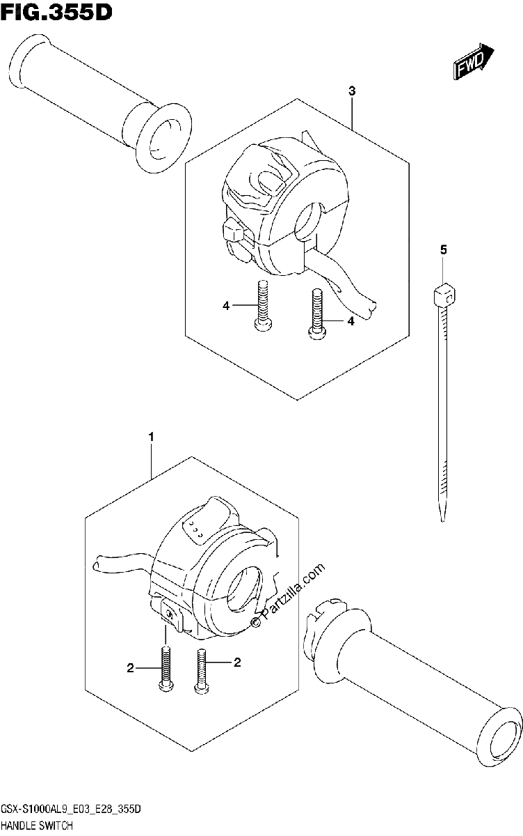 Diagrama de 355D HANDLE SWITCH GSX S1000YAL9 E03