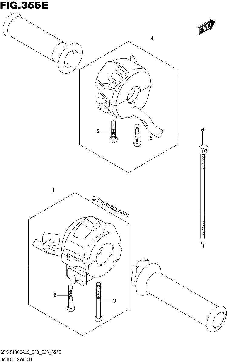 Diagrama de 355E HANDLE SWITCH GSX S1000YAL9 E28