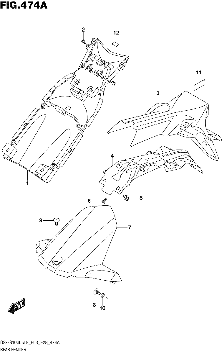 Diagrama de 474A REAR FENDER