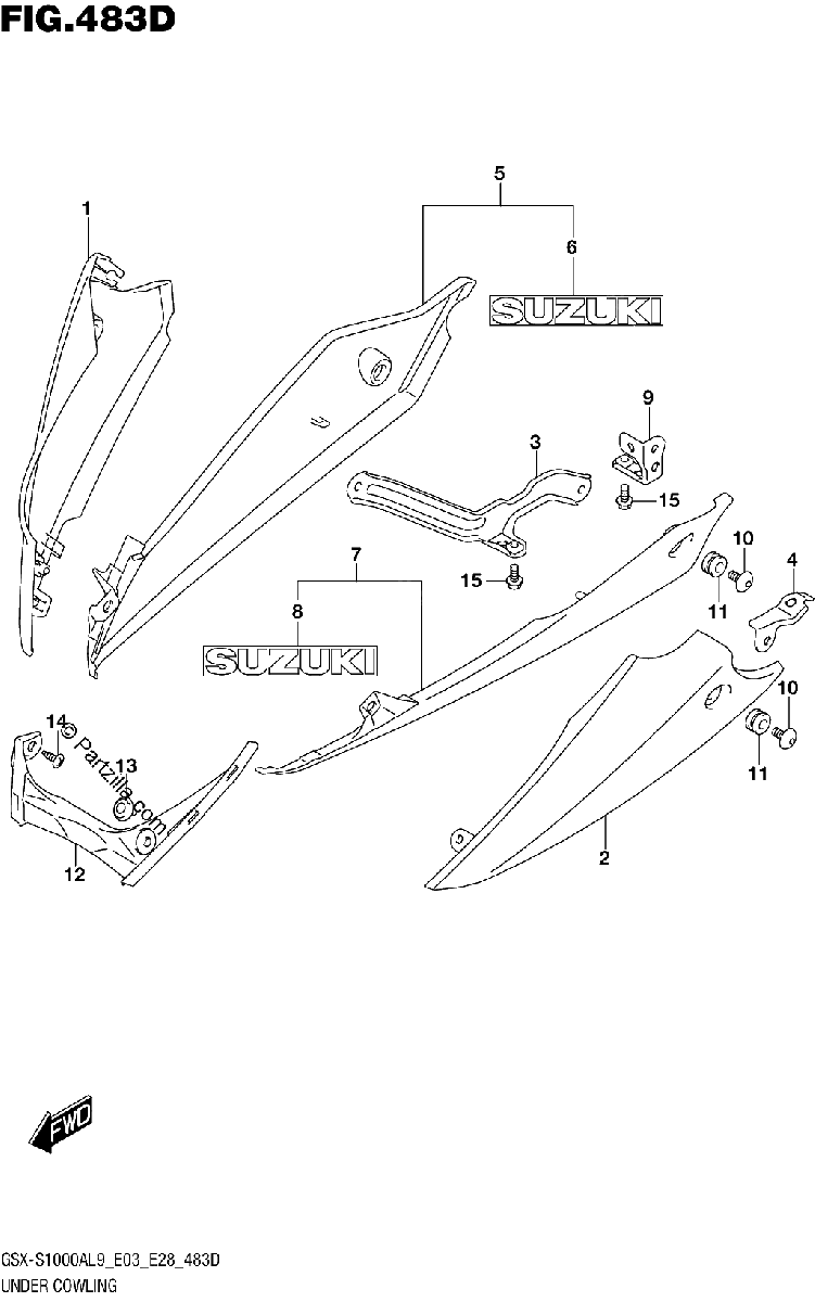 Diagrama de 483D UNDER COWLING GSX S1000YAL9 E03