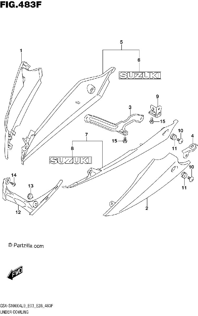 Diagrama de 483F UNDER COWLING GSX S1000YAL9 E33