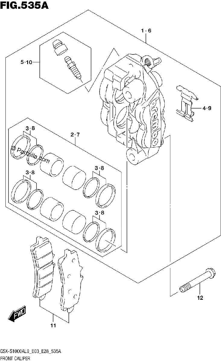 Diagrama de 535A FRONT CALIPER