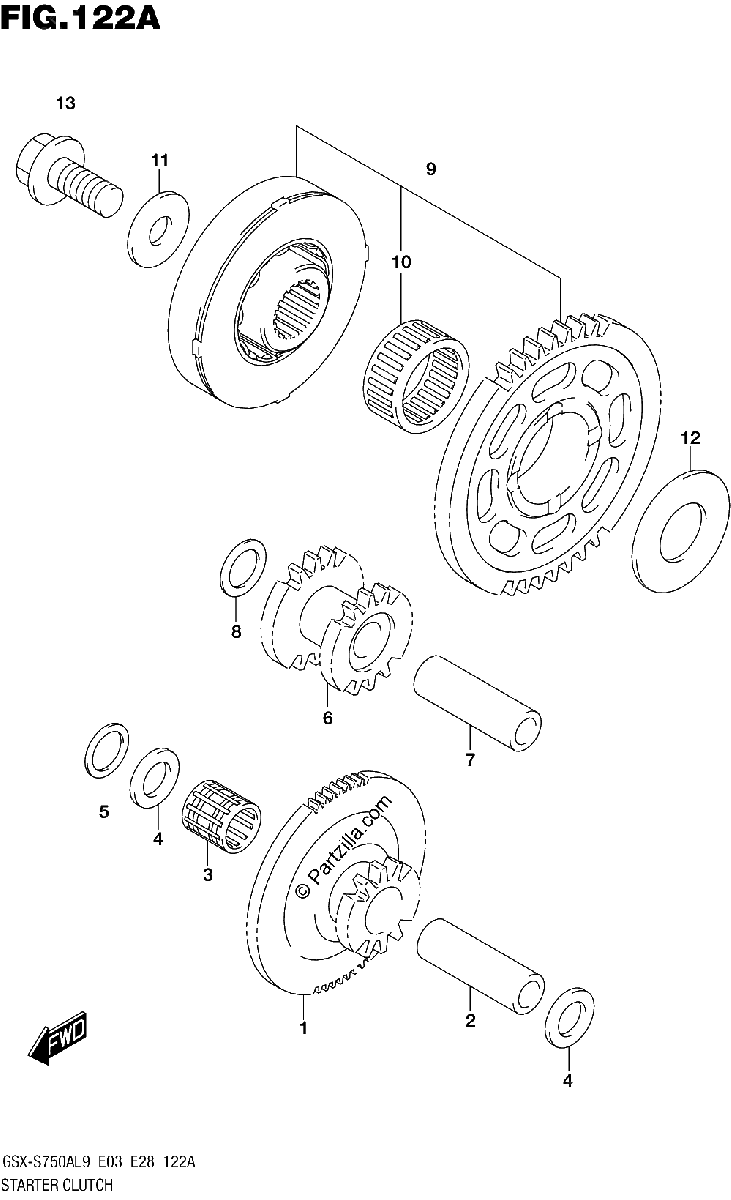 Diagrama de 122A STARTER CLUTCH