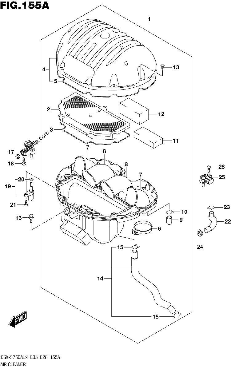 Diagrama de 155A AIR CLEANER