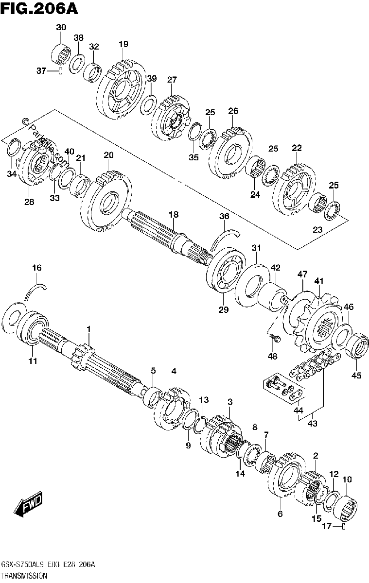 Diagrama de 206A TRANSMISSION