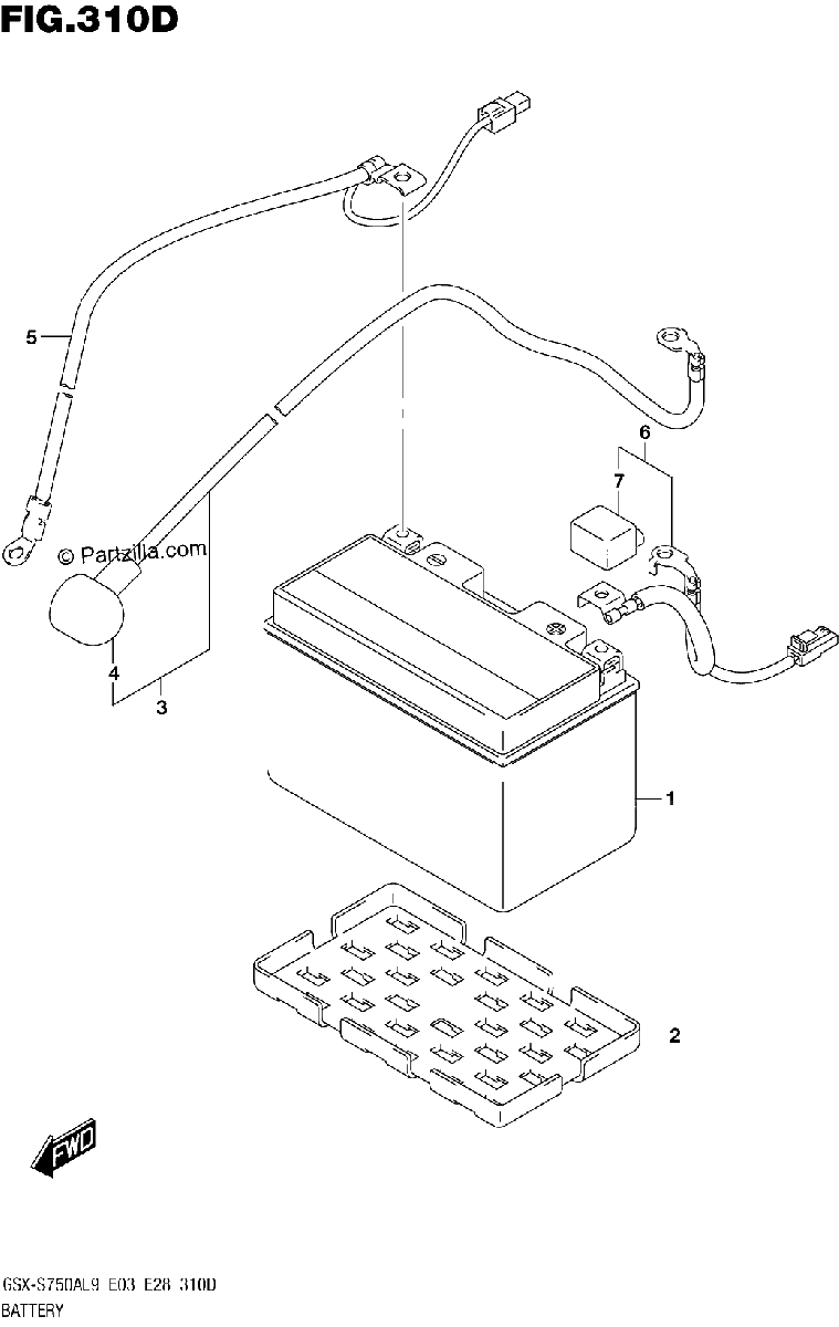 Diagrama de 310D BATTERY GSX S750YAL9 E28