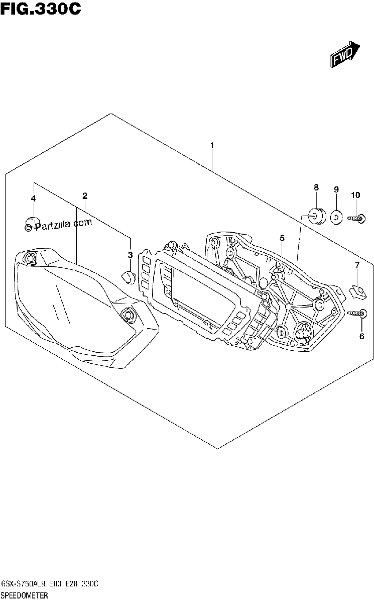 Diagrama de 330C SPEEDOMETER GSX S750AL9 E28