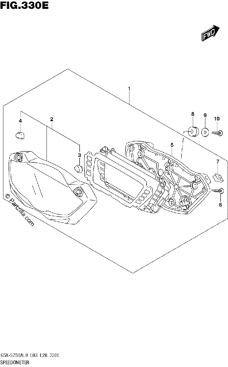 Diagrama de 330E SPEEDOMETER GSX S750YAL9 E33