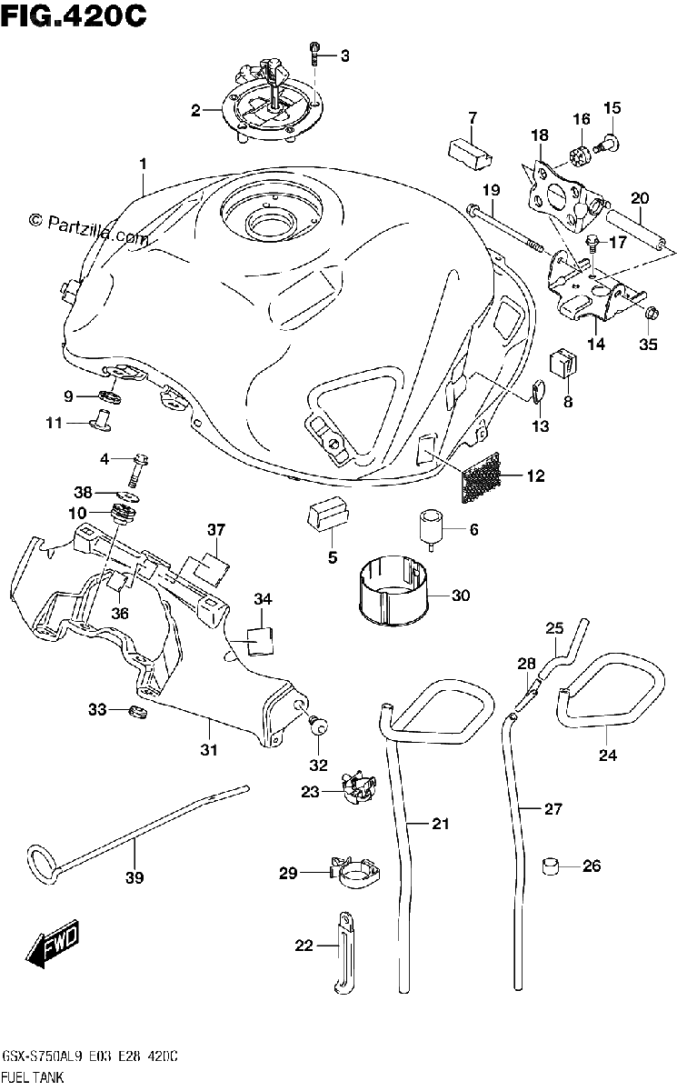 Diagrama de 420C FUEL TANK GSX S750AL9 E28