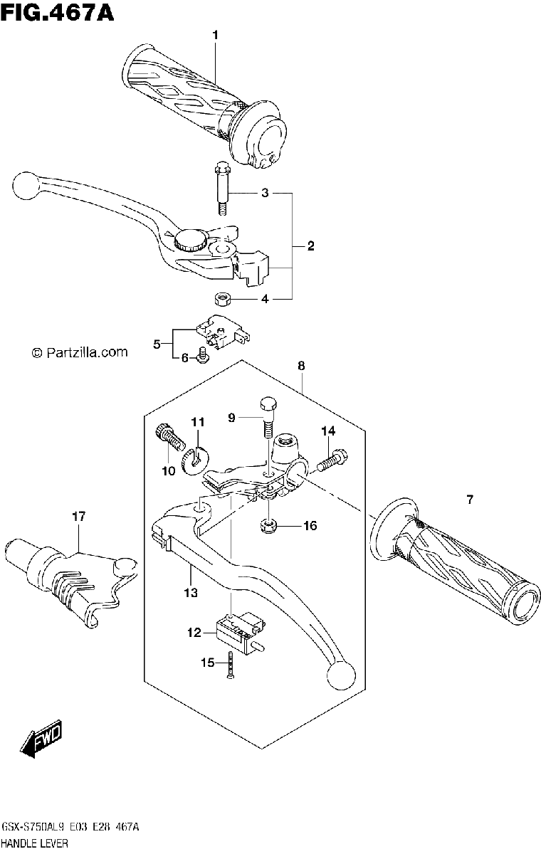Diagrama de 467A HANDLE LEVER
